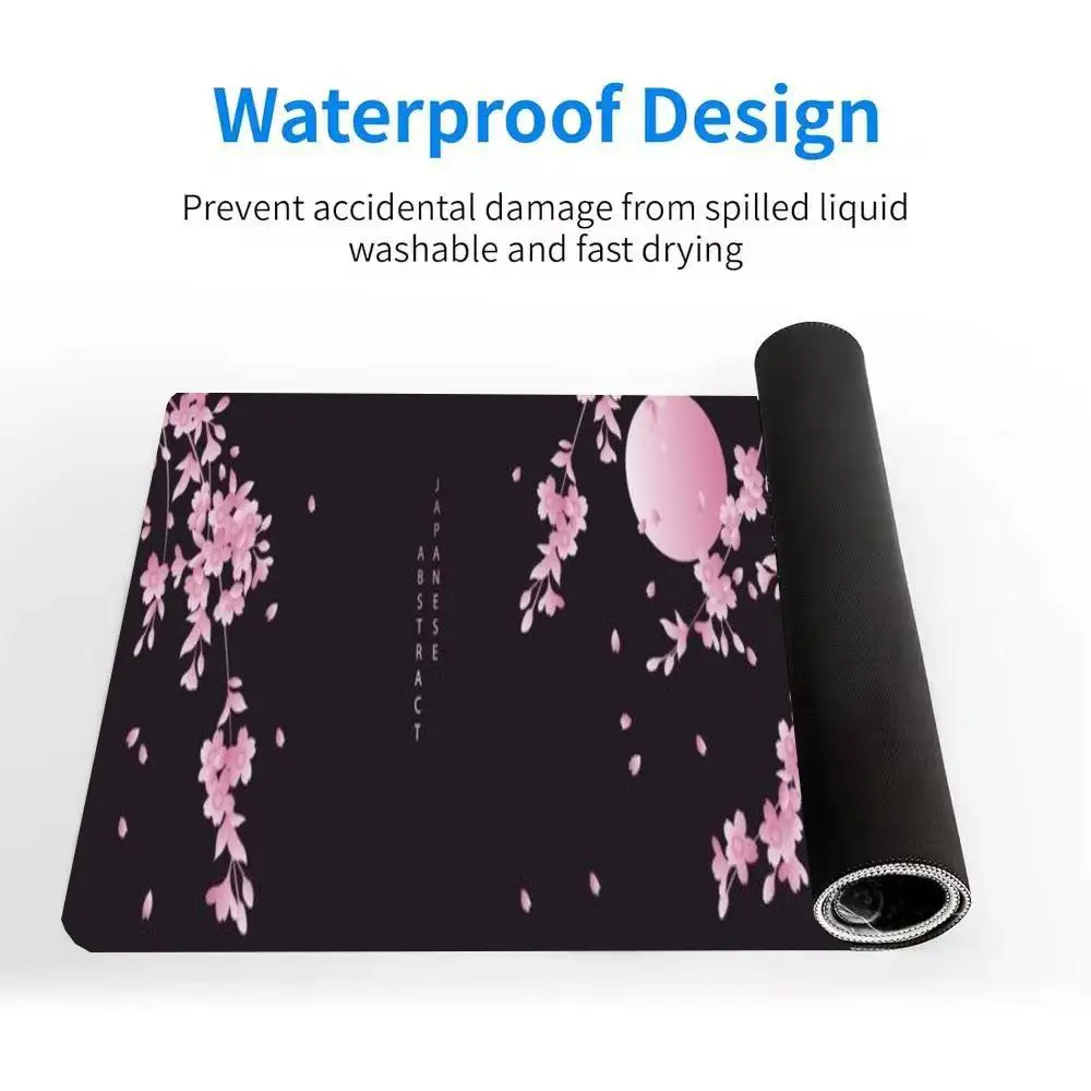 Pink cherry on a black background and a full moon suitable for work and gaming and office mouse pad