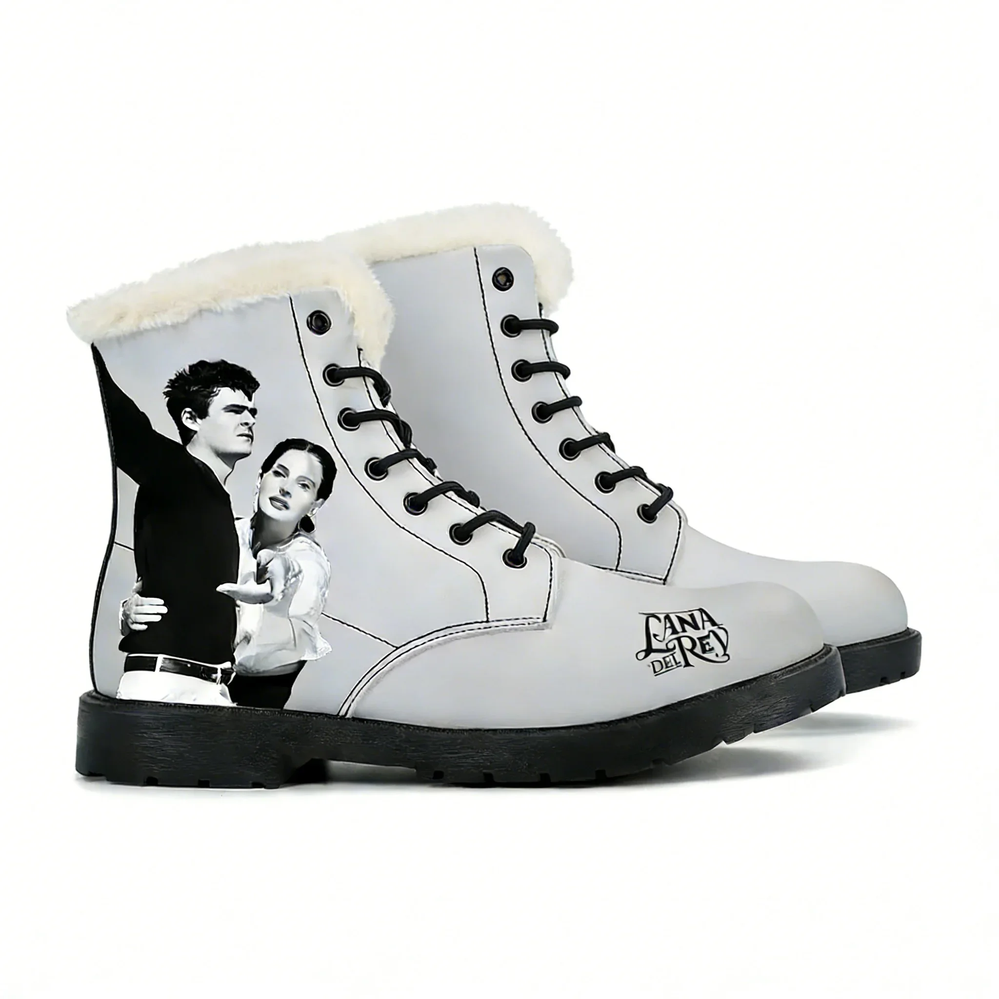 Lana Del Rey Singer Plush Boots Mens Womens Casual Shoes Durable Outdoor Keep Warm Leather Boot Couple High Quality Custom Shoe