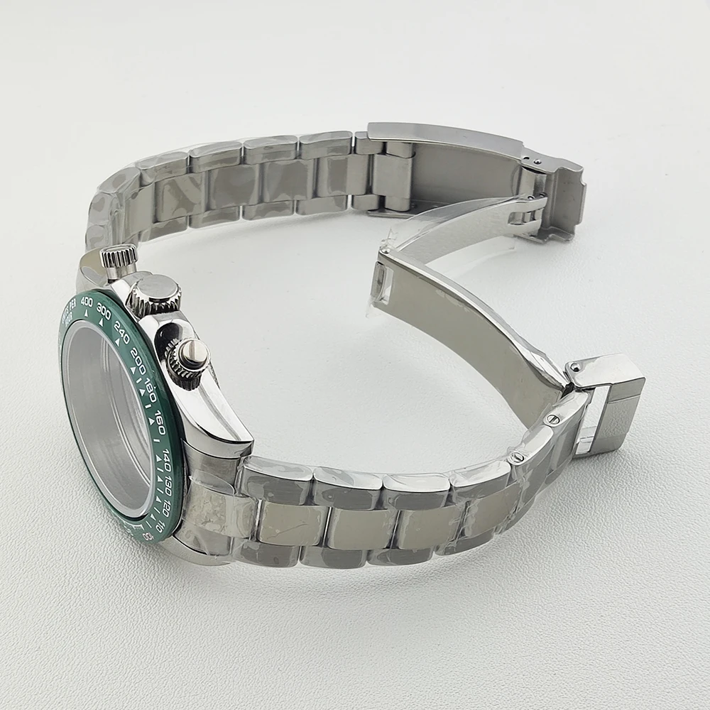 Caja de reloj de 39,3mm, caja VK63, cristal de zafiro, caja de acero inoxidable/pulsera, accesorios de reloj, resistente al agua para movimientos VK63 VK64