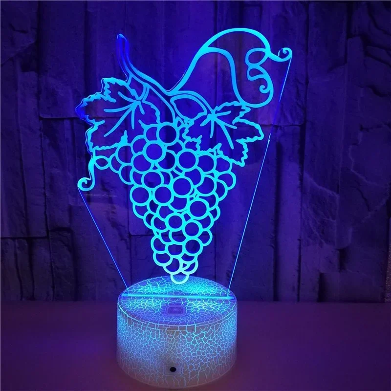 

Acrylic Grape Night Light 7 Color Changing LED 3D Illusion Lamp Gifts for Kids Child Nightlight Home Room Decor Bedside Lamp