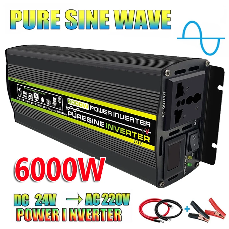 Pure Sine Wave Inverter 8000W Voltage DC 24V To AC 220V 60Hz Transformer Power Converter For Solar Panel/Home/Outdoor/RV/Camping