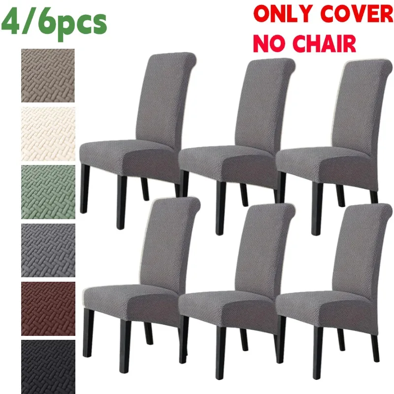 4/6 Stück Jacquard-Stuhlbezug, elastisch, XL-Größe, Stuhlhussen mit langer Rückenlehne, Stühle, Sitzlehne, Schutzabdeckung für Wohnzimmer, Hochzeit