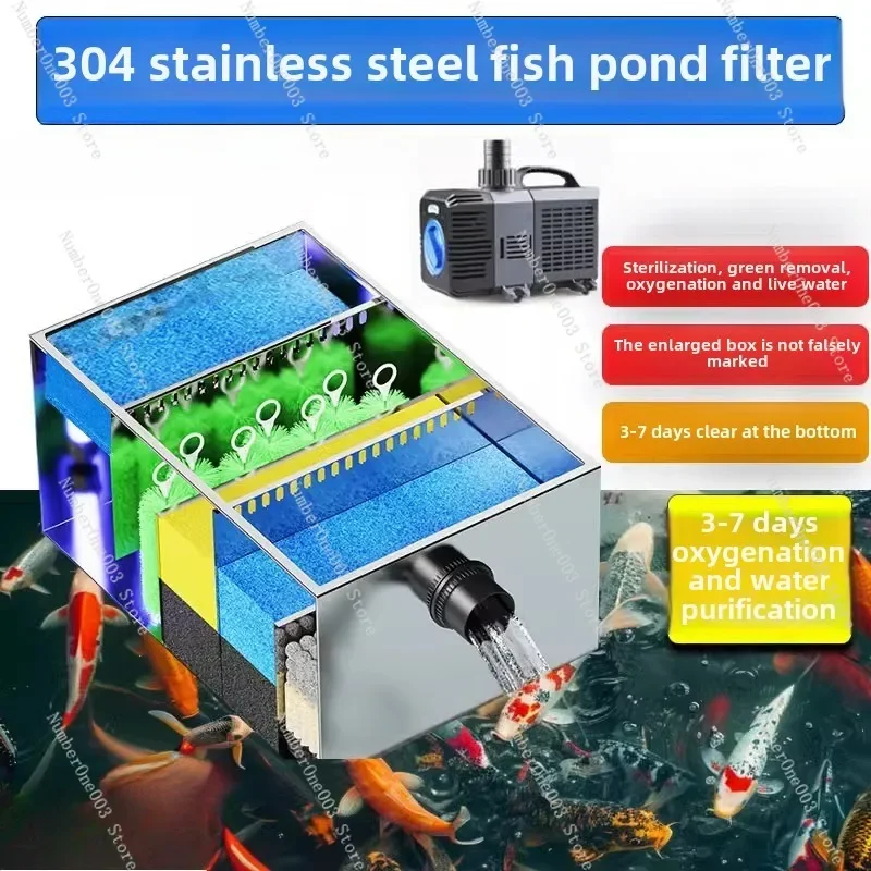 Fish pond filter Water circulation stainless steel filter box Outdoor pool filtration system Purification equipment