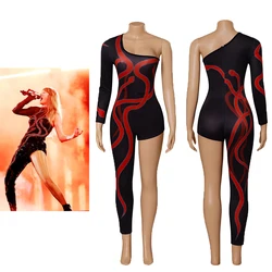 Taylor Cosplay Swift Eras Tour Costume Sexy Black One-legged Jumpsuit Halloween Costume Bodysuit for Adult Women