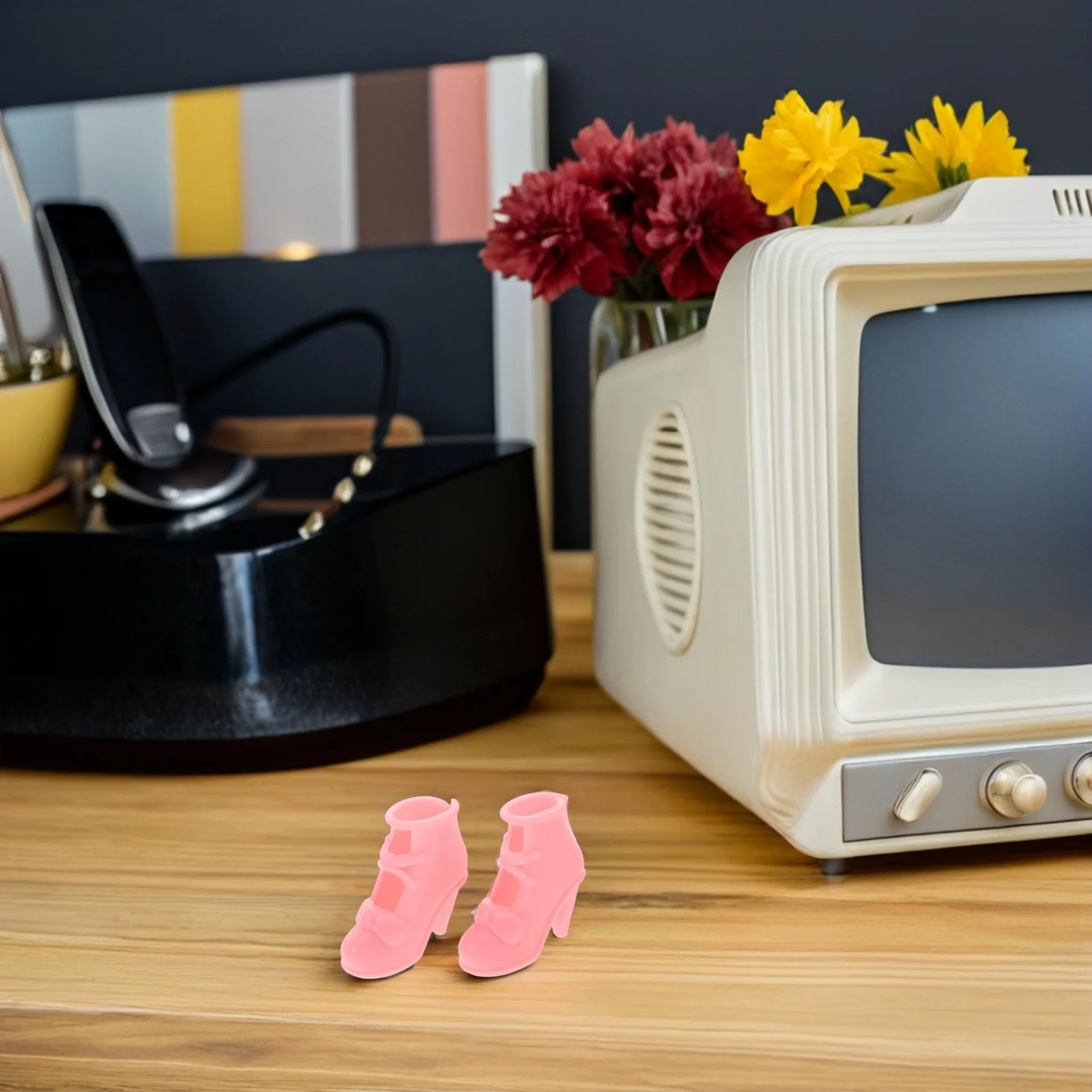 

10 шт. миниатюрные туфли на высоком каблуке 40 см, розовые крошечные туфли, стильные нарядные аксессуары, детские сандалии, аксессуары, миниатюрная обувь