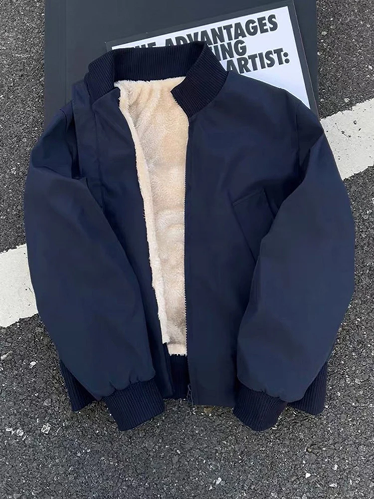 

Thiened ort Cotton Jaet Men's Winter Warm Stand Collar Flight Jaet Workwear Polyester Fiber Zipper Closure Color