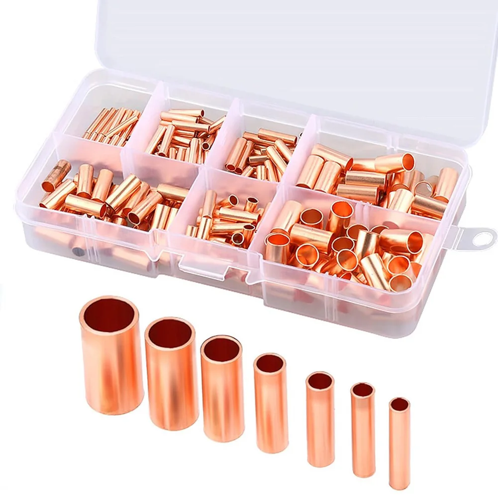 250Pcs Wire Ferrules Kit 7 Size Copper Crimp Connector Electrical Butt Terminals GT1-6mm Electrical Equipment Wire Cable Connect