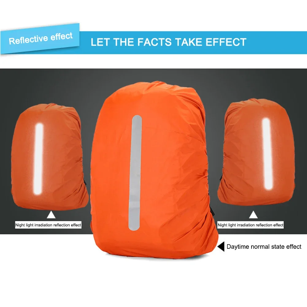 Portable Waterproof Backpack Rain Cover School Bag Satchel Protection Cover with Reflective Strips for Outdoor Camping Hiking