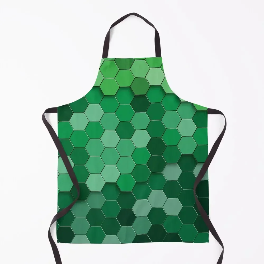 

Green Papercut Hexagons Apron Women's Dress beauty master bib Kitchen Supplies Apron