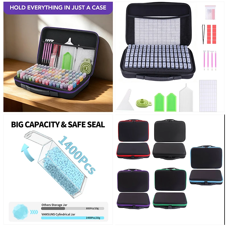 

80 Slots Storage Container for Diamond Art Kits for Adults, Portable Bead Storage Boxes for Diamond Painting Accessories Tool