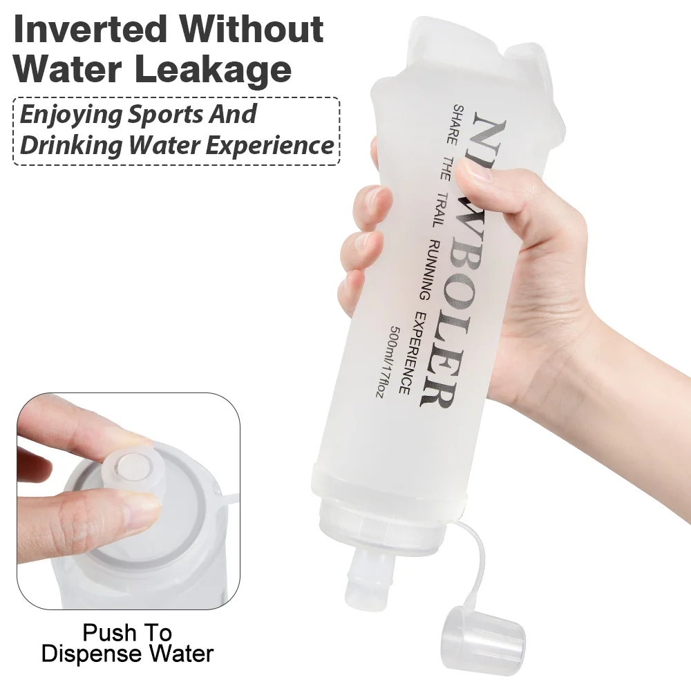 NEWBOLER Sport-Wasserflaschen, BPA-frei, zusammenklappbar, weiche Flasche, Laufen, Camping, Wandern, Hydroflasche, weiche Wasserflasche für die Hydratation – Detail 4