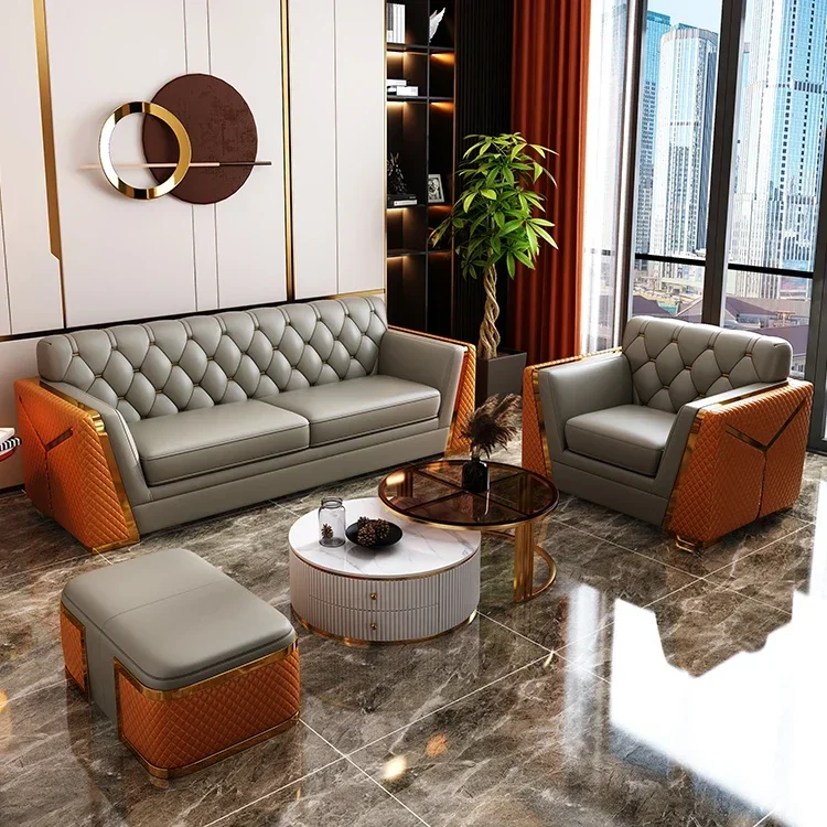 

for Light luxury leather sofa modern living room design chesterfield sofa set furniture for home hotel office