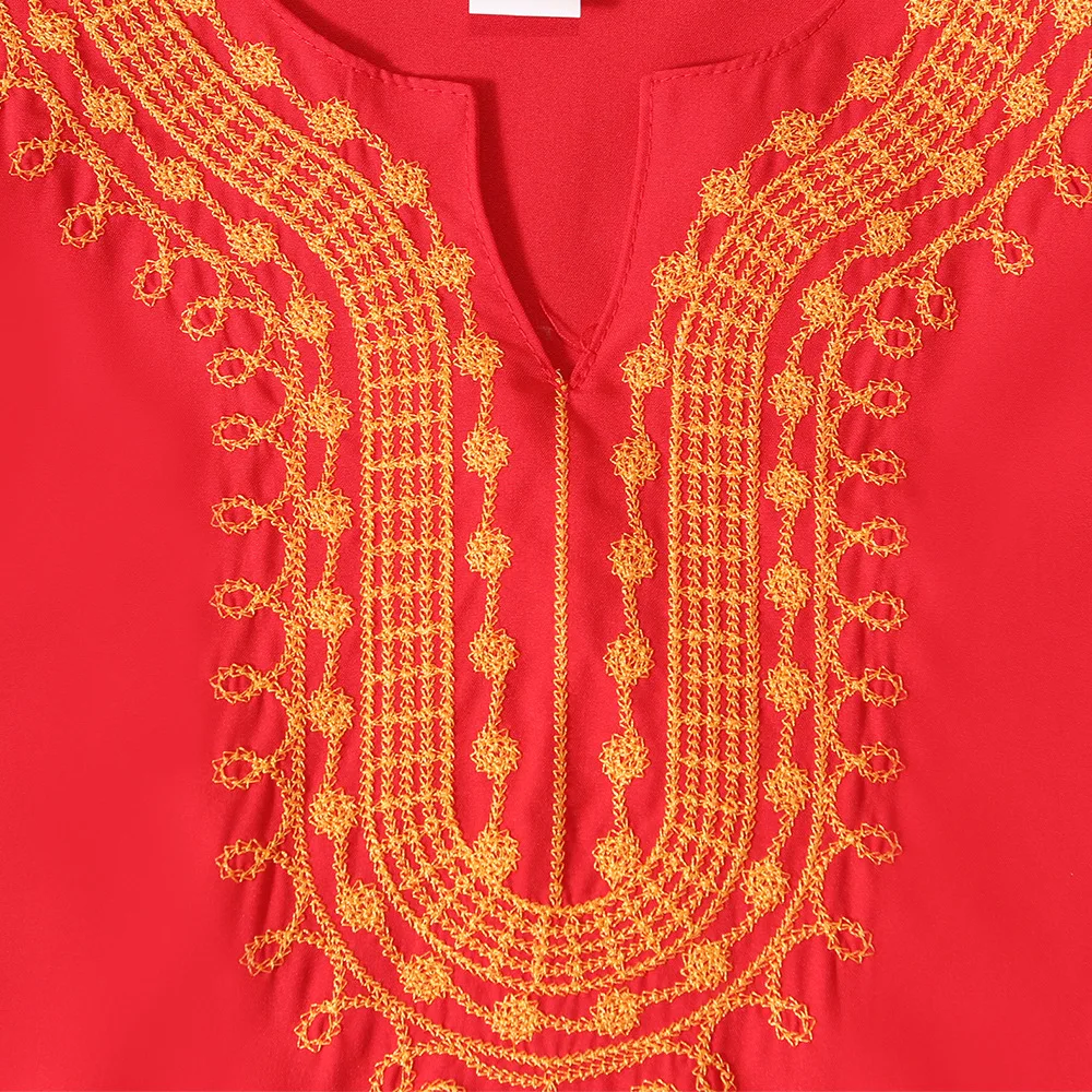 تي شيرت عصري للأولاد المسلمات برقبة على شكل حرف v ملابس أطفال تقليدية Dashiki ملابس صيفية للمهرجان الأفريقي تي شيرت أساسي للأطفال