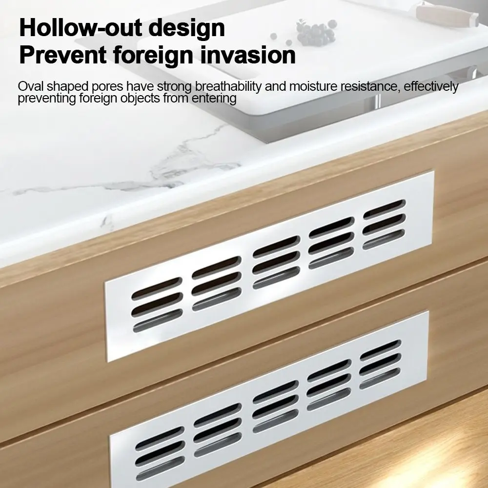 Aluminum Alloy Cabinet Breather Hole Cover Rectangle 30mm Wide Wardrobe Air Vent Decor Breathable Mesh Ventilator Grille Cover