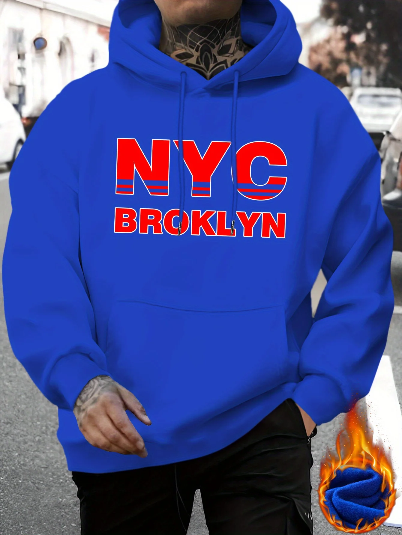 Men's New Brooklyn New York Personalized Letter Print Casual Sweatshirt Fashion Drawstring Hoodie Autumn/Winter Sweatshirt