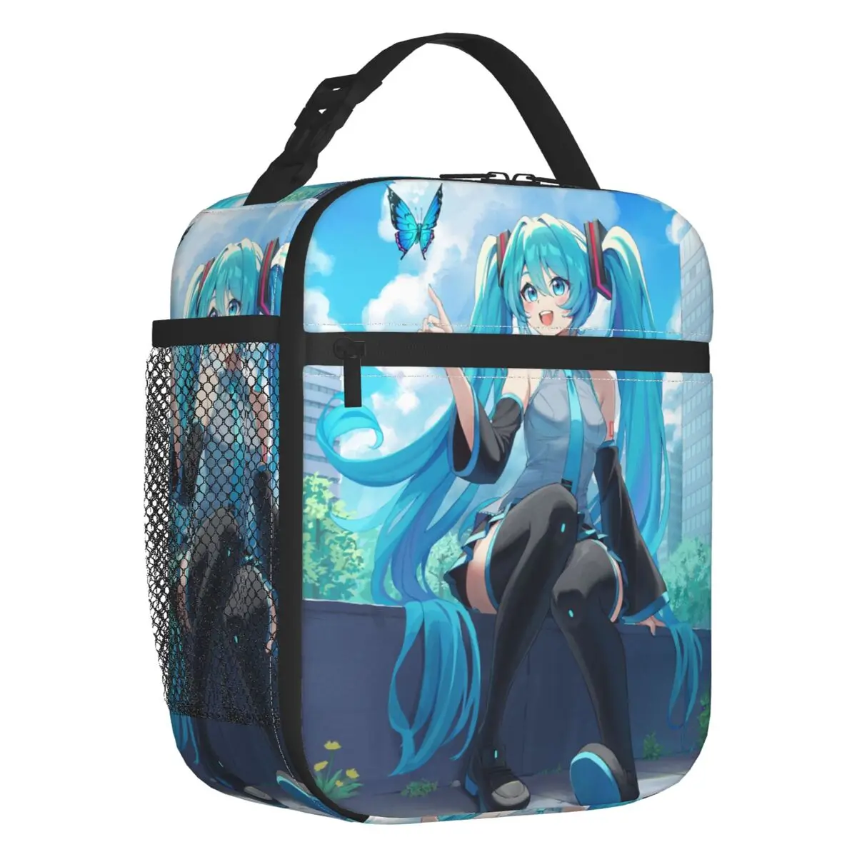 カスタムハツネミク-vocaloid-ロックアニメ断熱ランチバッグ-女性用-防水-保温-クーラー-弁当箱-オフィス-ピクニック-旅行