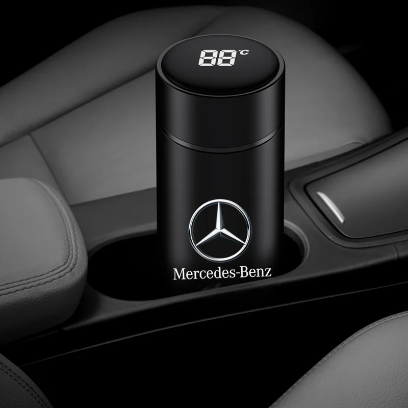 Stainless Steel thermos cup smart display vacuum Water Cup For Mercedes Benz S320 W164 W203 W204 W168 C180 E320 A200 CLA CLK CLS view 3