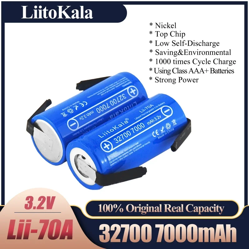 LiitoKala Lii-70A 32700 lifepo4 3.2v 7000mah 33A 55A weld strip for screwdriver battery electric bike powered+Nickel sheets