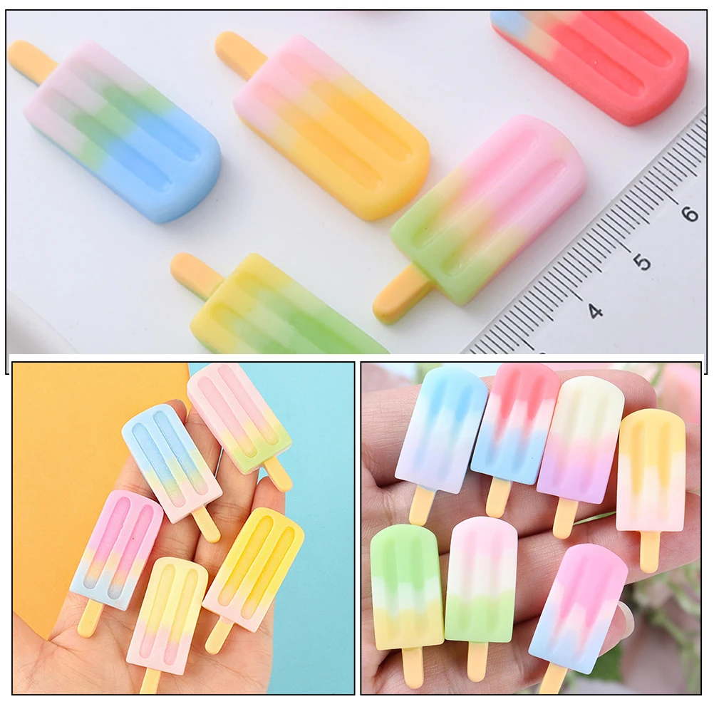 

15pcs Simulation Ice Cream Miniature Dessert Resin Crafts Lifelike Charm DIY Phone Cover Accessories Smooth Surface Long Lasting