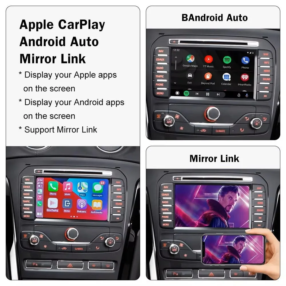 For Ford Sync2 System Explorer Focus Fiesta C-max Edge F-150 Fusion Taurus Wireless Carplay Android Auto Mirror Link Airplay