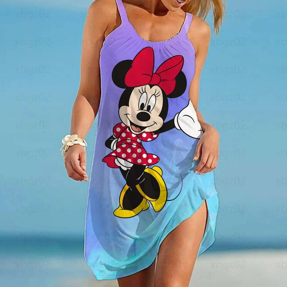 Robe ample et élégante pour femmes, tenue de plage, sans manches, Sexy, 5XL, Disney, Minnie Mouse, style Boho, livraison gratuit