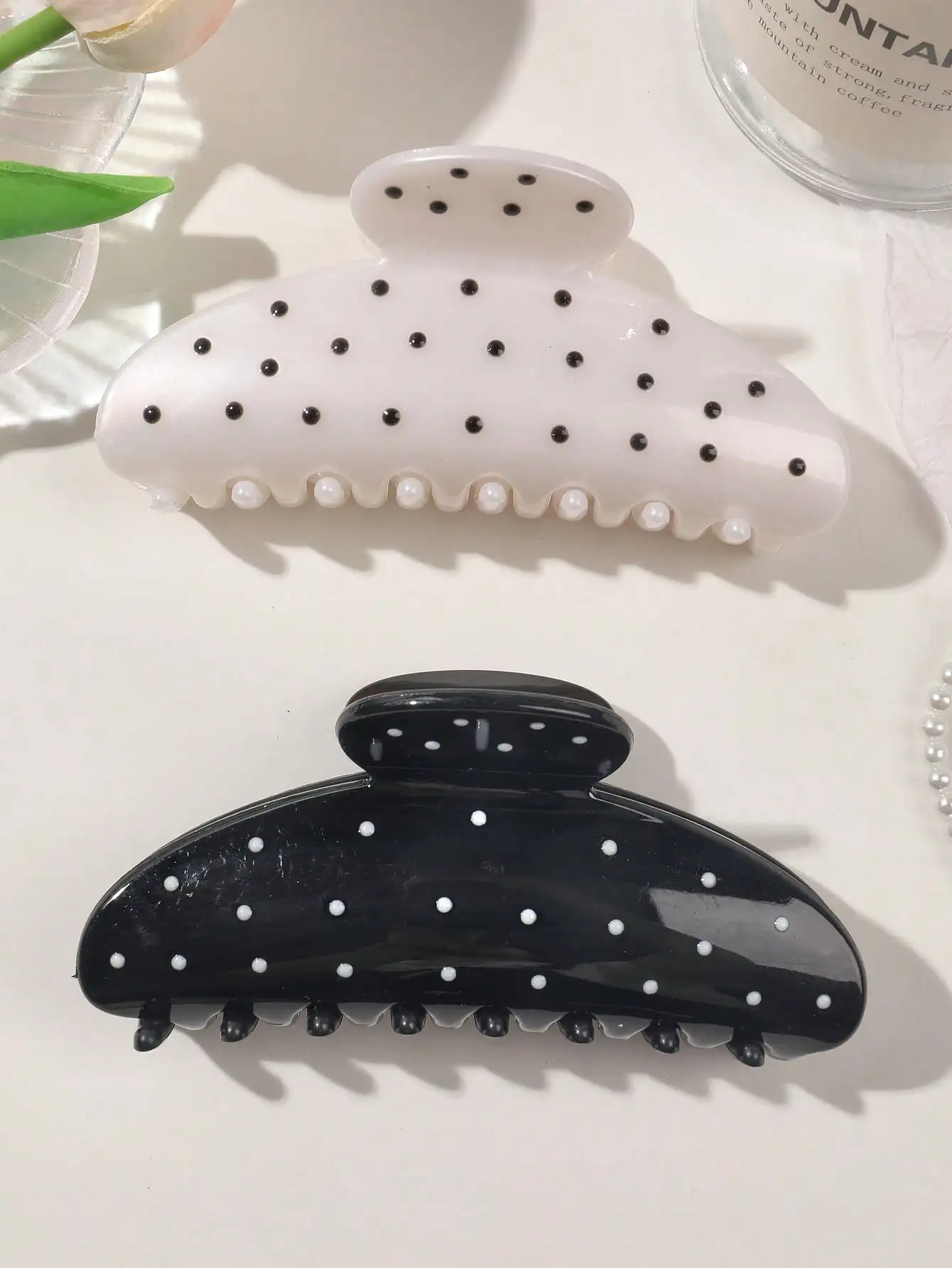 1/2 Stück Französische Polka Dot Design Haarklammer Bananenklammern für Frauen Große Haarspangen Mode Süße Haarschmuck Kopfbedeckung – Detail 5