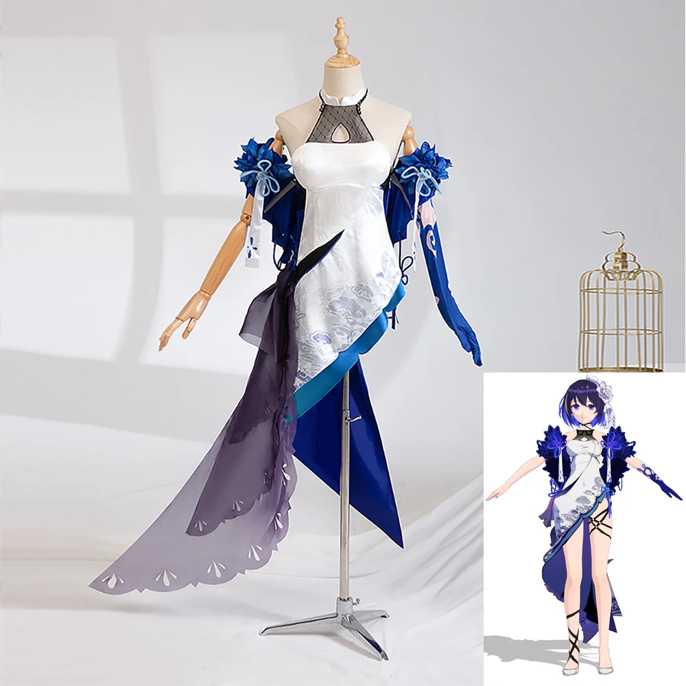 

Seele Vollerei Cosplay Costume Game Honkai Impact 3 Twins sister Seele White Qipao Dress Suit Anime Halloween Carnival Outfits