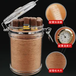 Cigar Tube Humidors Acrylic Transparent Sealed Tobacco Cans Cigar Case Moisture-proof Cedar Wood Large Capacity Snow Canister