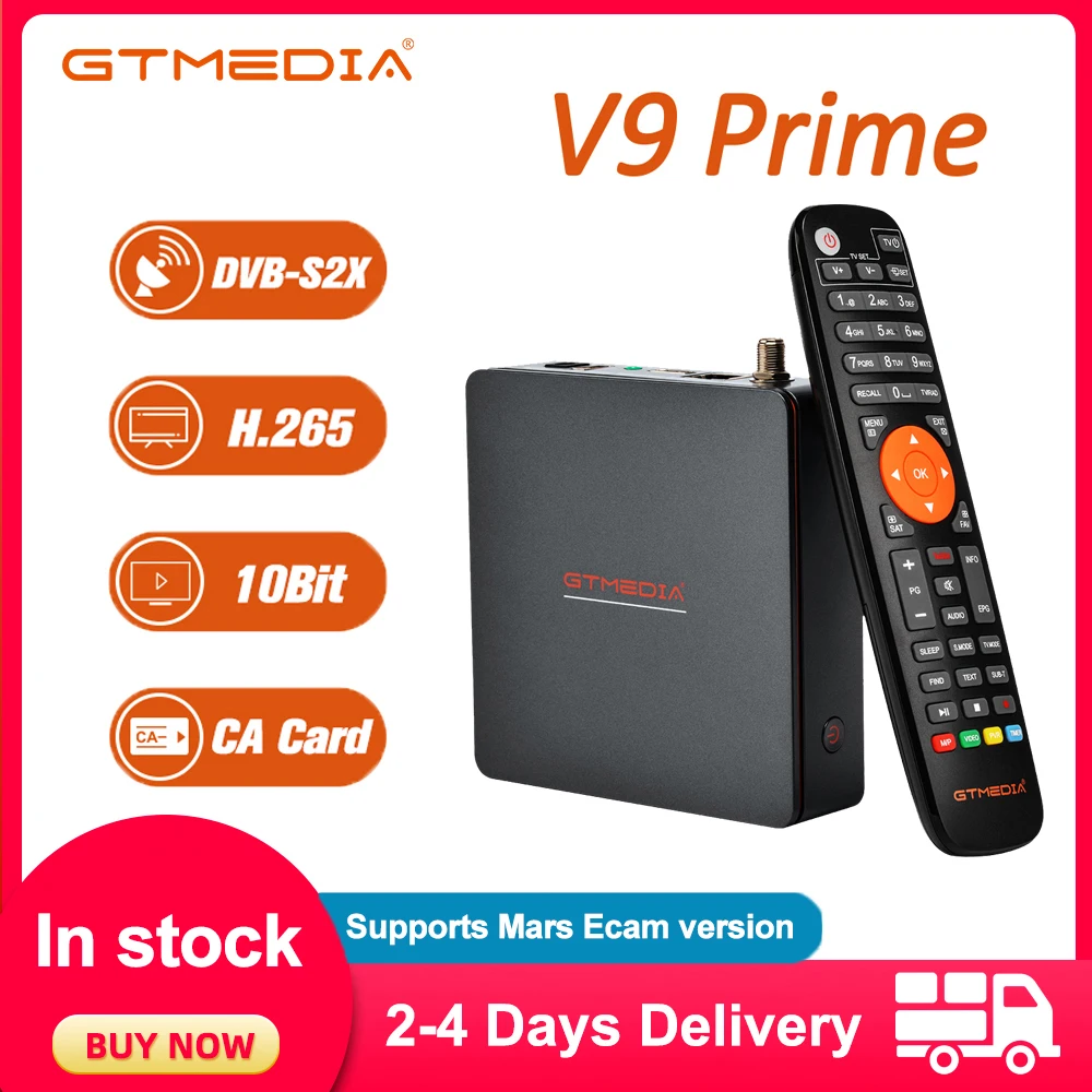 GTMEDIA V9 Prime Satellite Receiver DVB-S/S2/S2X, 1080P VCM/ACM/Multi-stream/T2-MI Support BISS auto roll,  Built-in 2.4G WIFI