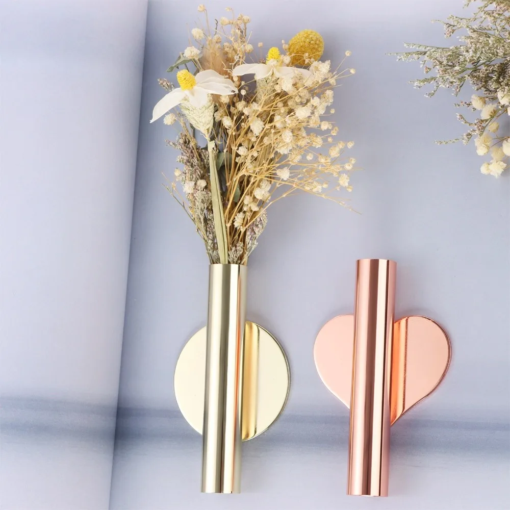 

Wall Mounted Flower Vase Tube Nordic Style Metal Hanging Vase Flower Plant Container Holder Home Decoration Party Supplies