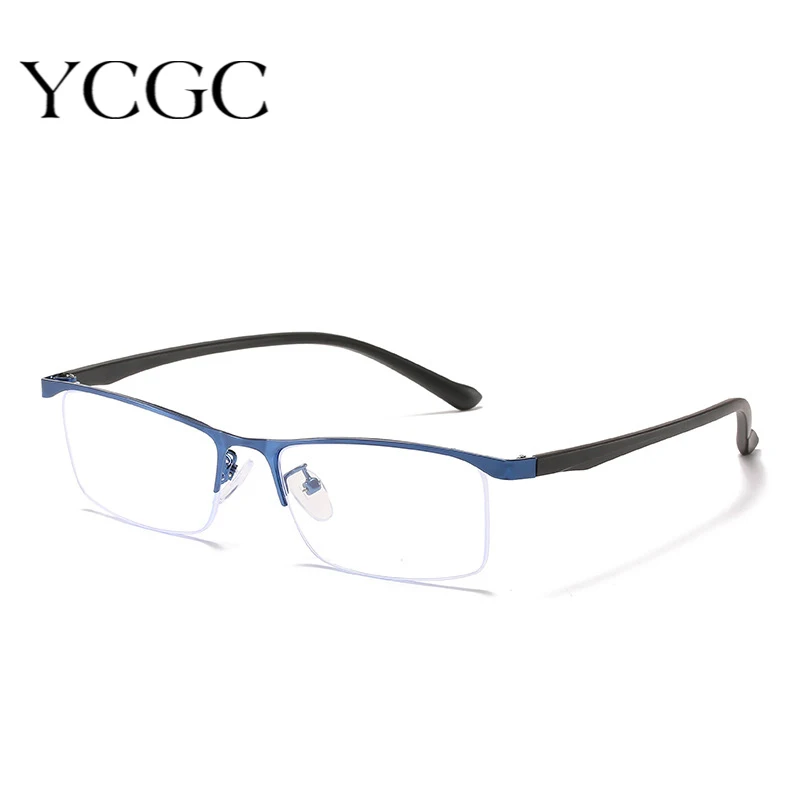 

Half Frame Men Business Finished Myopia Glasses Metal Retro Anti Blue Light Myopia Eyewear Frame Women Diopter 0 -1.0~6.0