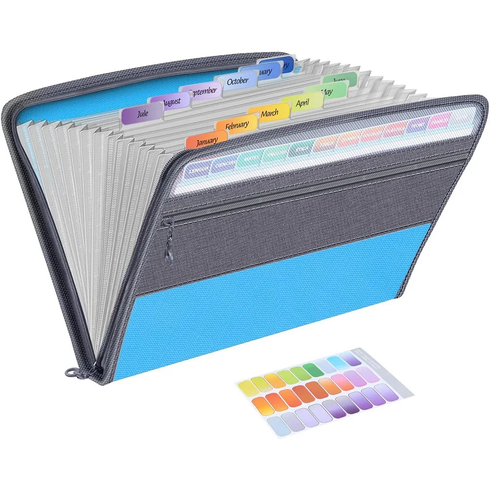 

13 Pocket File Folder Storage Rack,File Box Storage Bag,with Zipper, Suitable for A4 Paper, Banknotes,Document Receipt B