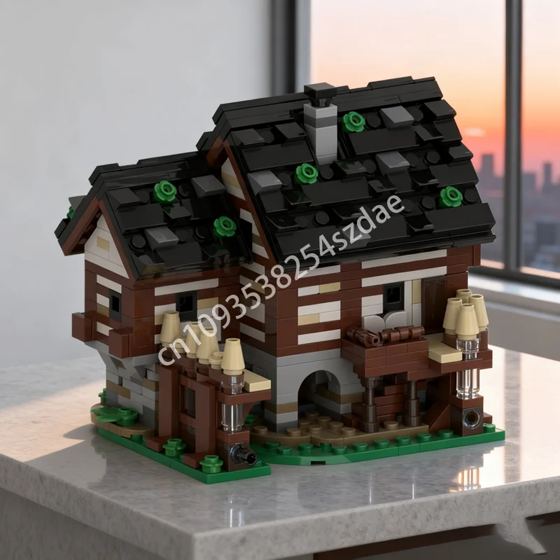 

807 шт. MOC, дом, двор, расширенная модель, строительные блоки, архитектура, сборка, рождественский подарок, идея игрушки «сделай сам», день рождения