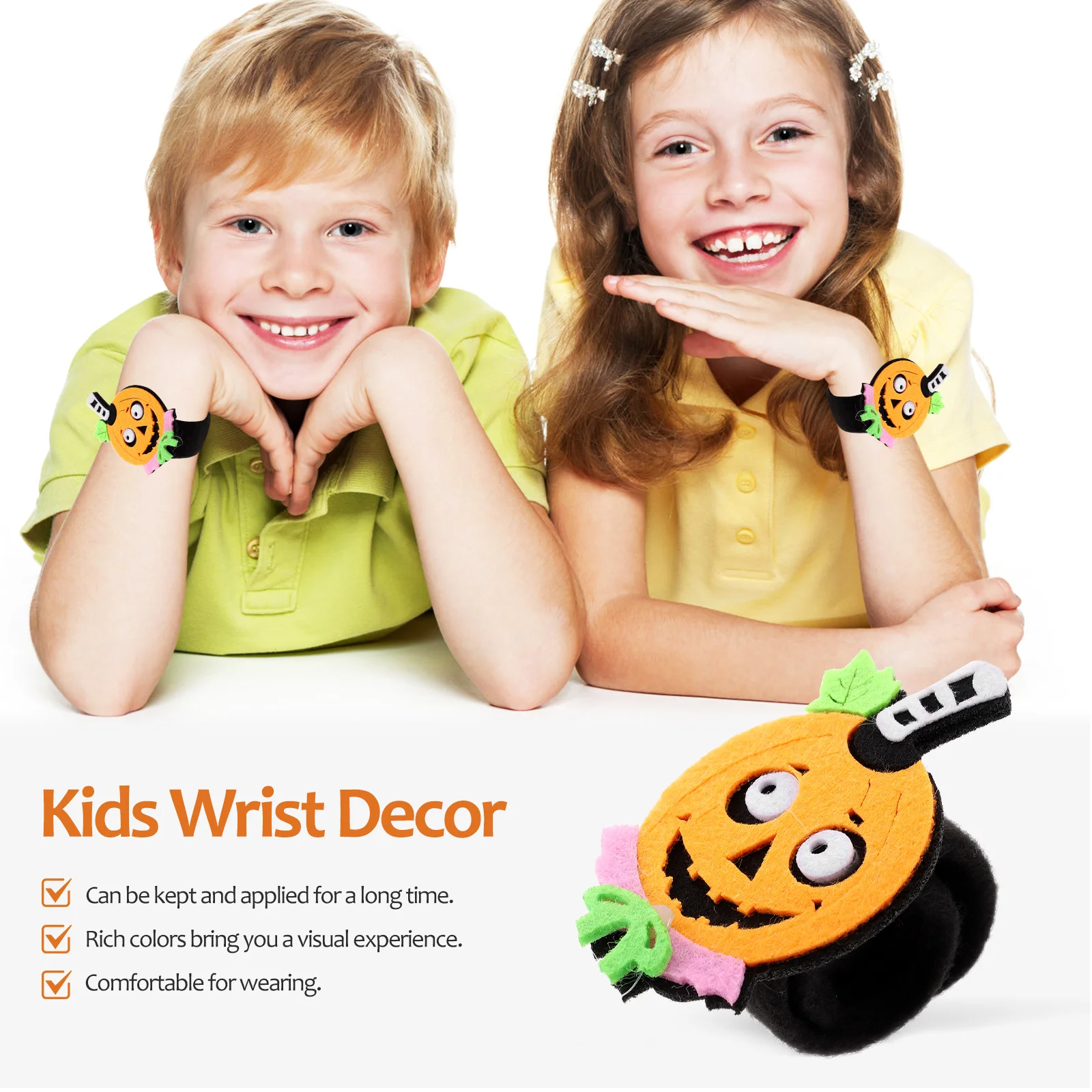 

Button Pumpkin Pop Ring Child Decoration Wrist Non-woven Fabric Bracelet Party Favors
