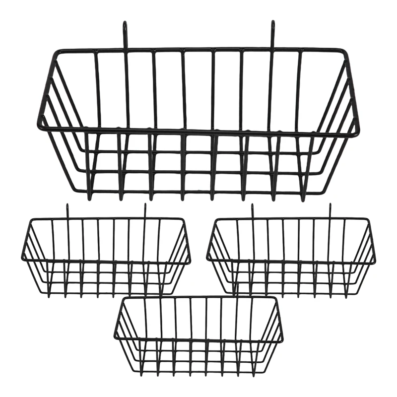 

4PCS Shelf For Design Metal Wall Grille, Shelf Design Grid Photo Wall Used For Lattice Photo Wall Wire Basket