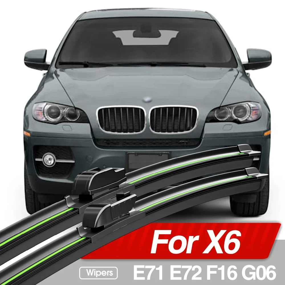 For BMW X6 E71 E72 F16 G06 2008-2023 Front Windshield Wiper Blades 2pcs Windscreen Window Accessories 2012 2015 2016 2019 2020