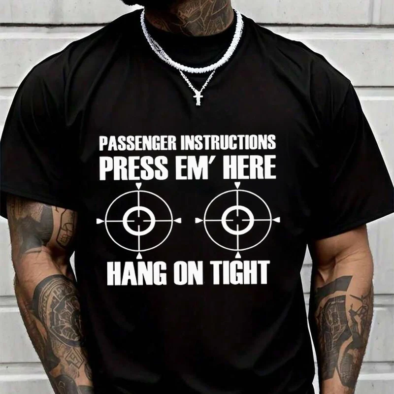 

Мужская черная футболка с графическим принтом Unny Passenger Instructions Press Em Here Motorcycle, новые мужские повседневные футболки с круглым вырезом и короткими рукавами