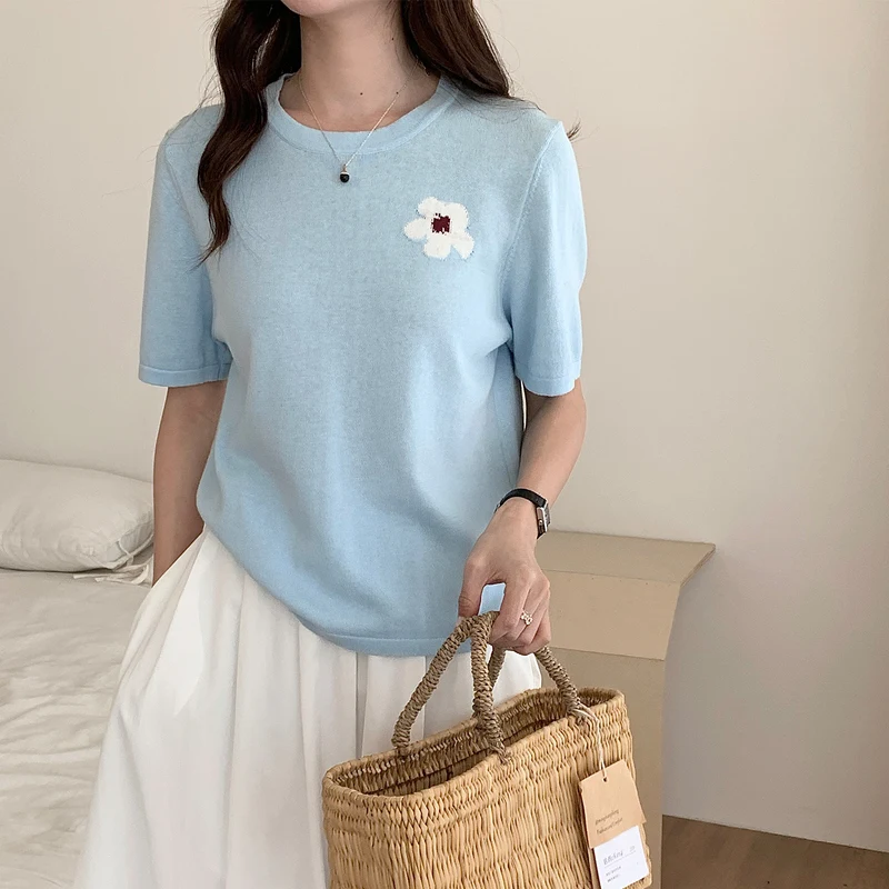 

Women T-shirts Summer Tops Solid Short Sleeve Loose O-neck Cotton Korean Casual Ladies Shirts Harajuku Korean Woman Tshirts