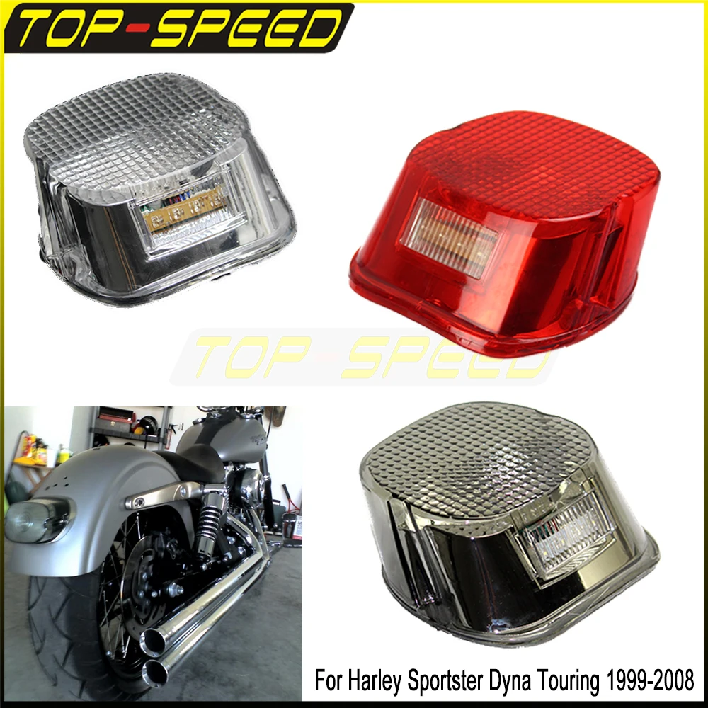 Motorcycle LED Tailllight Smoke/Red/Clear Lens Cover Rear Brake Light Stop Lamp For Harley Dyna Fat Boy Touring Sportster XL 883