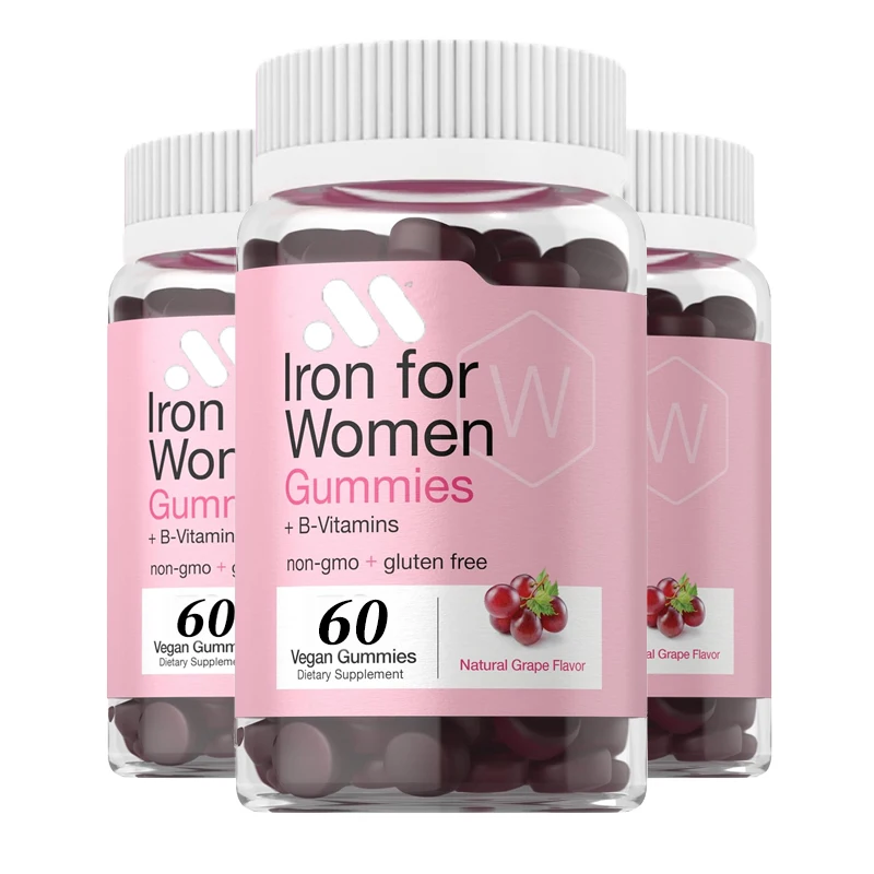 Women's Iron Soft Candy  Supplemented with B vitamins 60 capsules Grape flavored Vegetarian,non genetically modified,gluten free