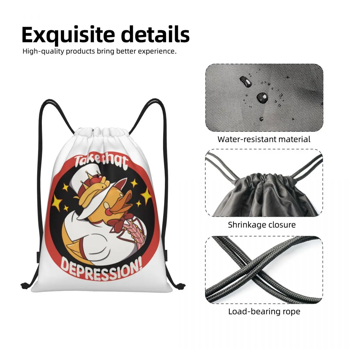 لوسيفر المطاط البط الرباط حقائب الظهر خفيفة الوزن هازبين أنيمي الرسوم المتحركة فندق رياضة الرياضة Sackpack أكياس للسفر