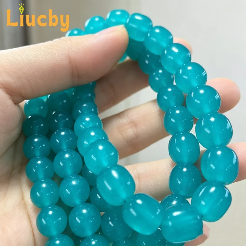 Natural Stone Amazonite Blue Chalcedony Jades Beads For Jewelry Making DIY Shining Brightly Necklace Earrings Rings 15' Strand