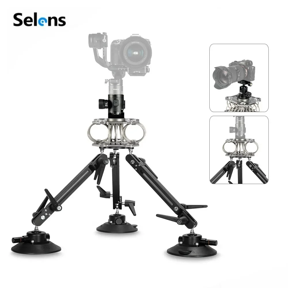 Selens ammortizzatore in lega di alluminio supporto per ventosa per auto supporto per fotocamera DSLR treppiede stabilizzatore cardanico accessori