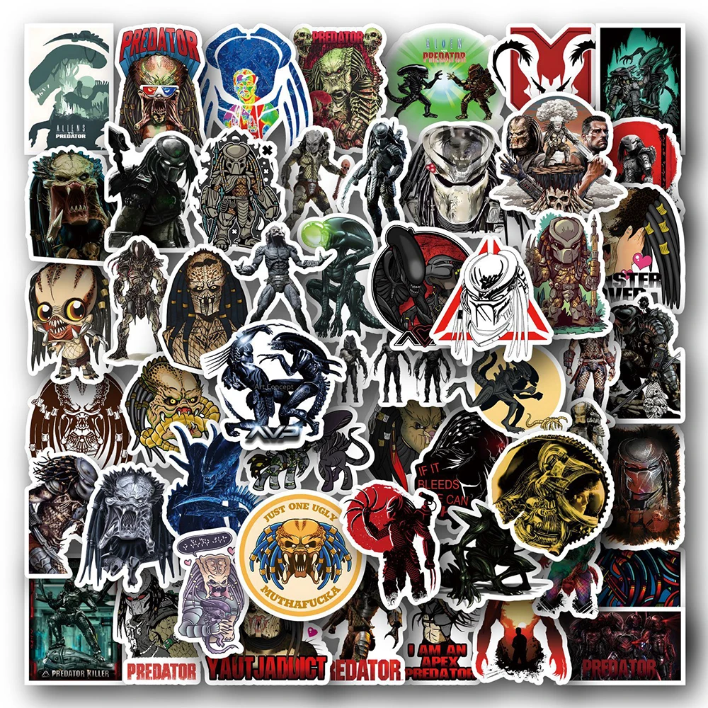 10/30/50PCS Predator Horror Movie Stickers Monster Kids Toy DIY Skateboard Luggage Phone Fridge Car Motorcycle Decals Graffiti