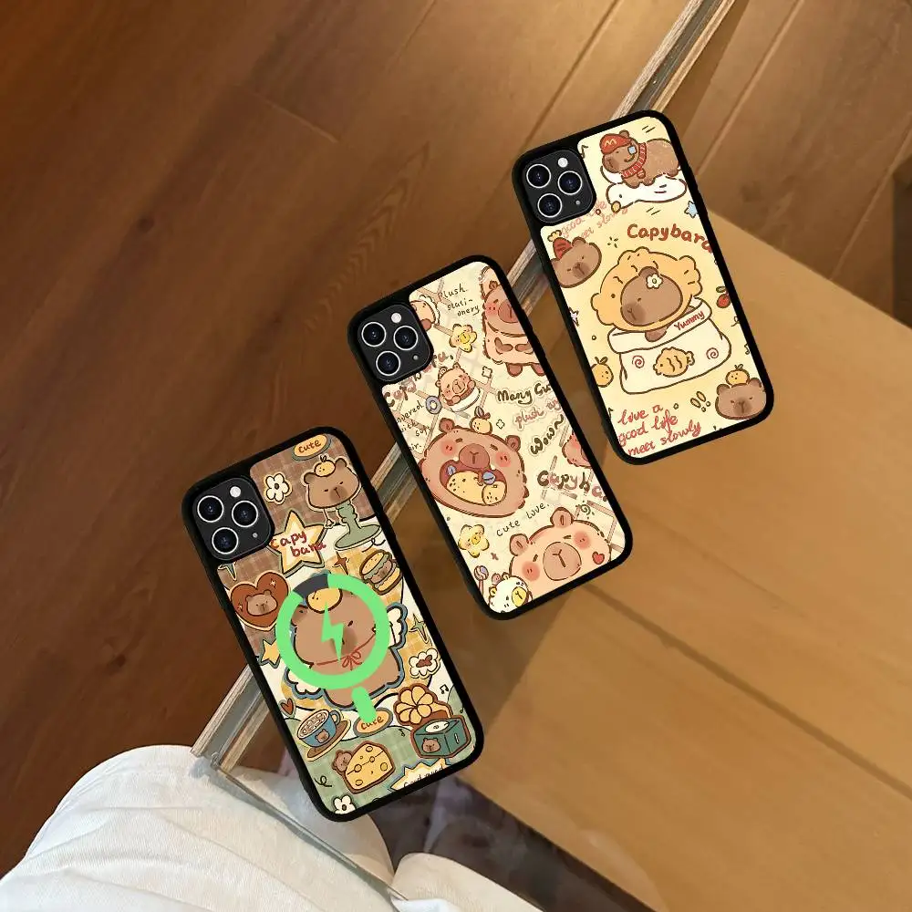 

Cute Cool Capybara Phone Case For IPhone 17 Air 16 15 14 13 12 11 Pro Max Plus For Magsafe Wireless Charge Cover