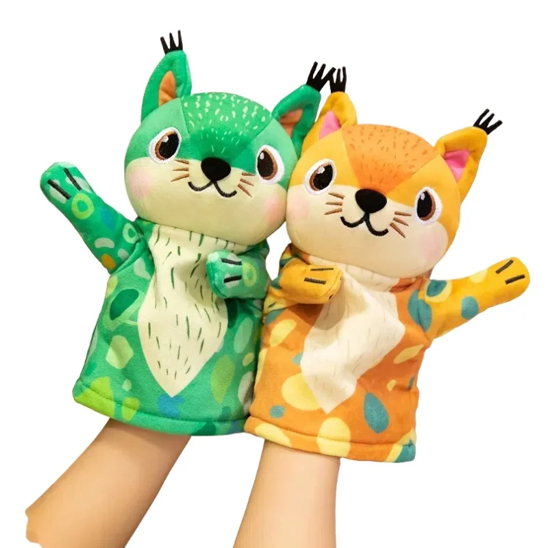 28CM Cute Squirrel Hand Puppet Toy Bedtime Story Props Cartoon Animals Toy Birthday Gift Festival Party School Props