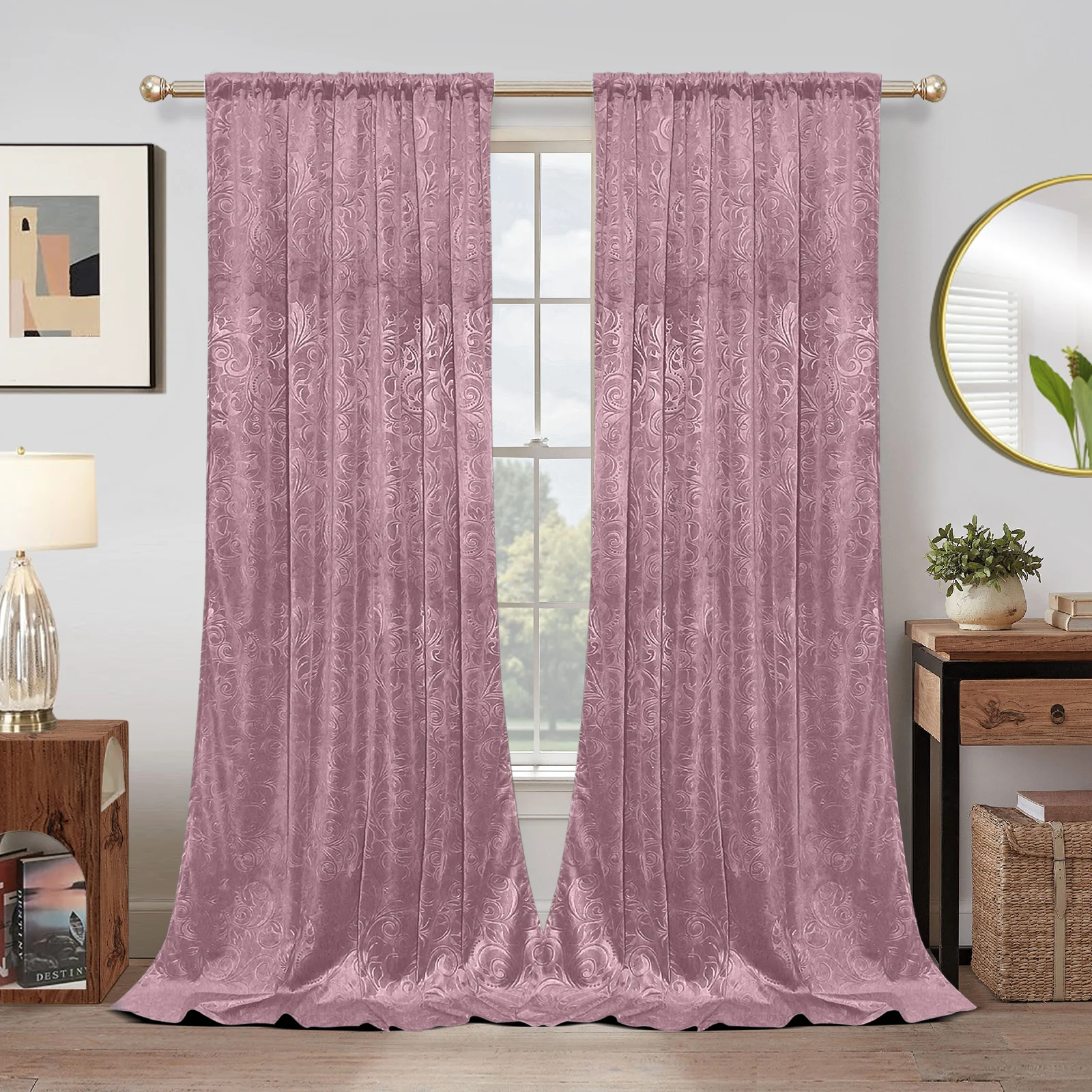 2-panelen fluwelen verduisteringsgordijnen voor slaapkamer woonkamer kerstgordijnen staafzak zachte thermisch geïsoleerde raamgordijnen