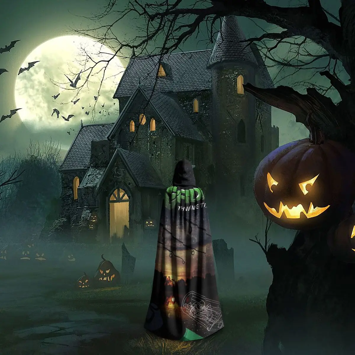 Korda-capa larga con capucha y logotipo de pesca, disfraz Medieval de bruja, capa de Cosplay, abrigo de Halloween para adulto, Unisex