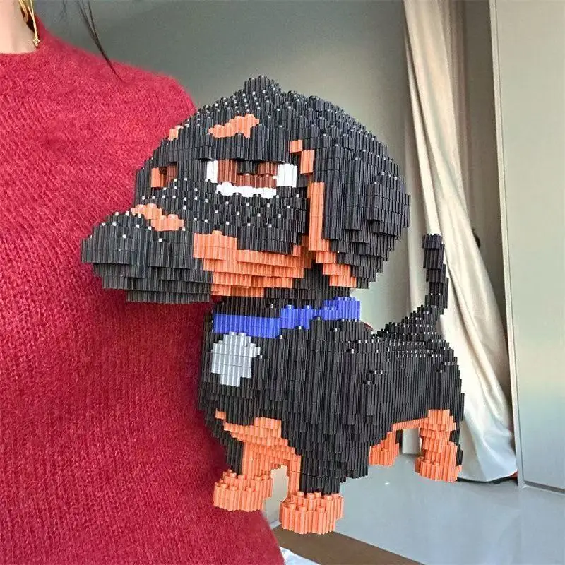 

Микрочастицы-конструкторы для детей: 3D-модель милого такса-пёсика, сборная фигурка животного, развивающая игрушка-конструктор для самостоятельной сборки