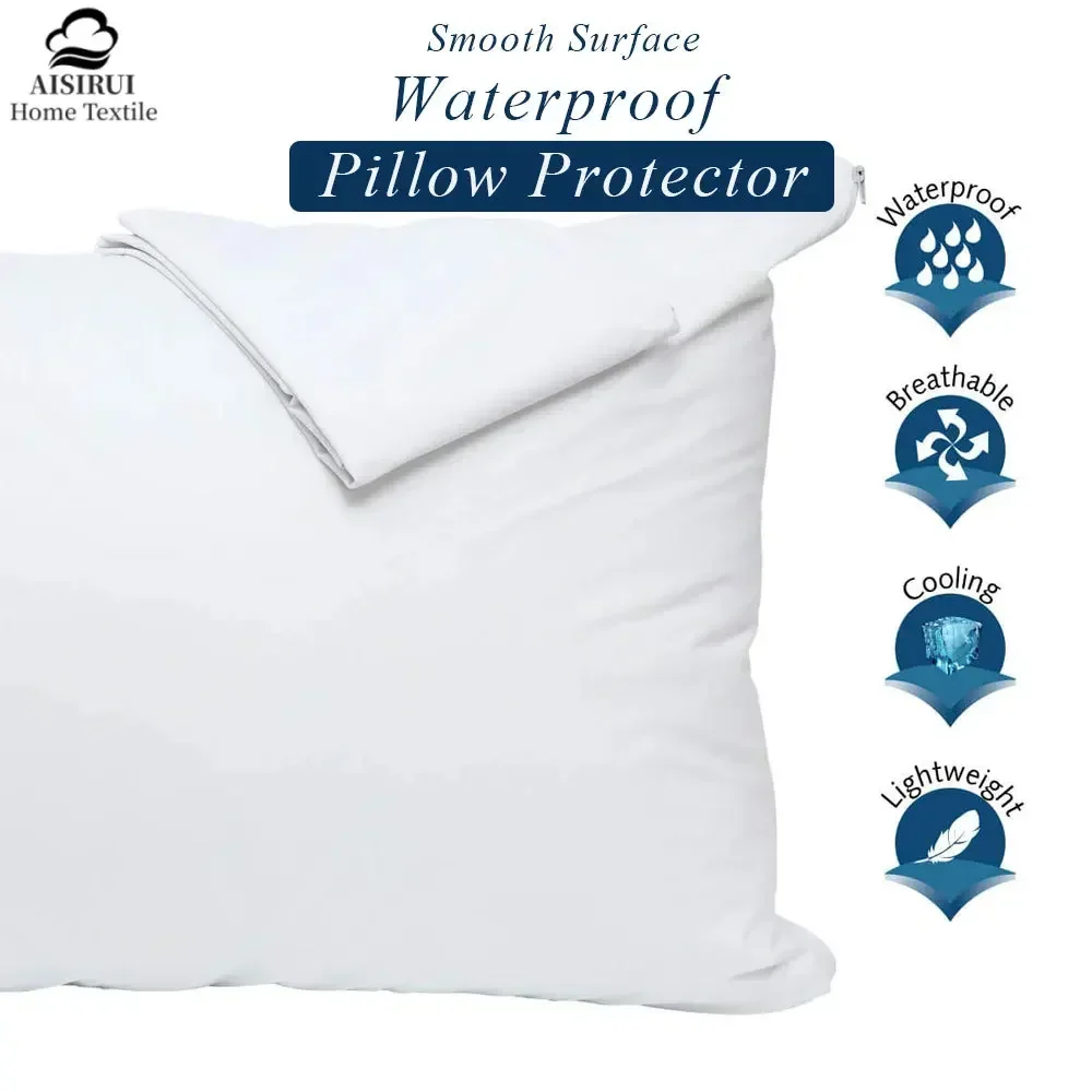 Protector de almohada impermeable con cremallera, funda de almohada a prueba de insectos, protege contra ácaros y manchas, alérgenos, 1 unidad